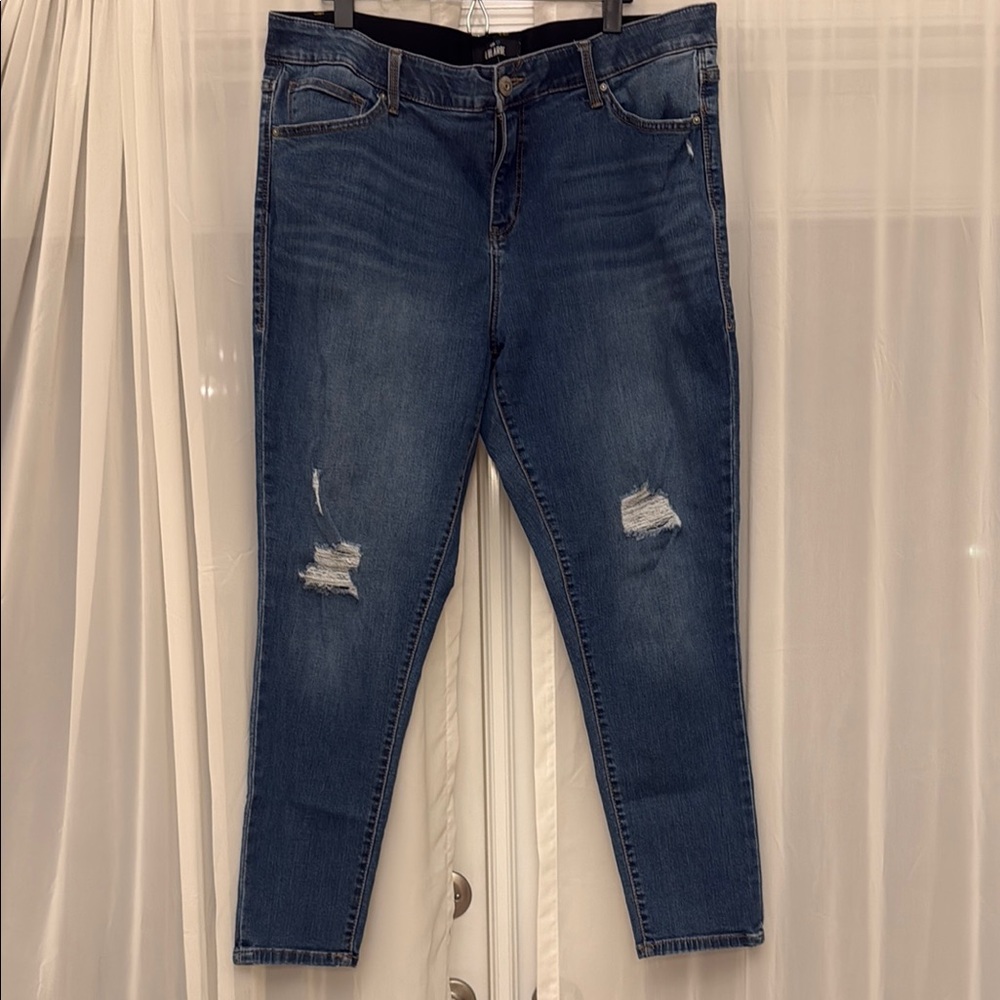 LuLaRoe Blue Skinny Jeans Distressed Style Size 38